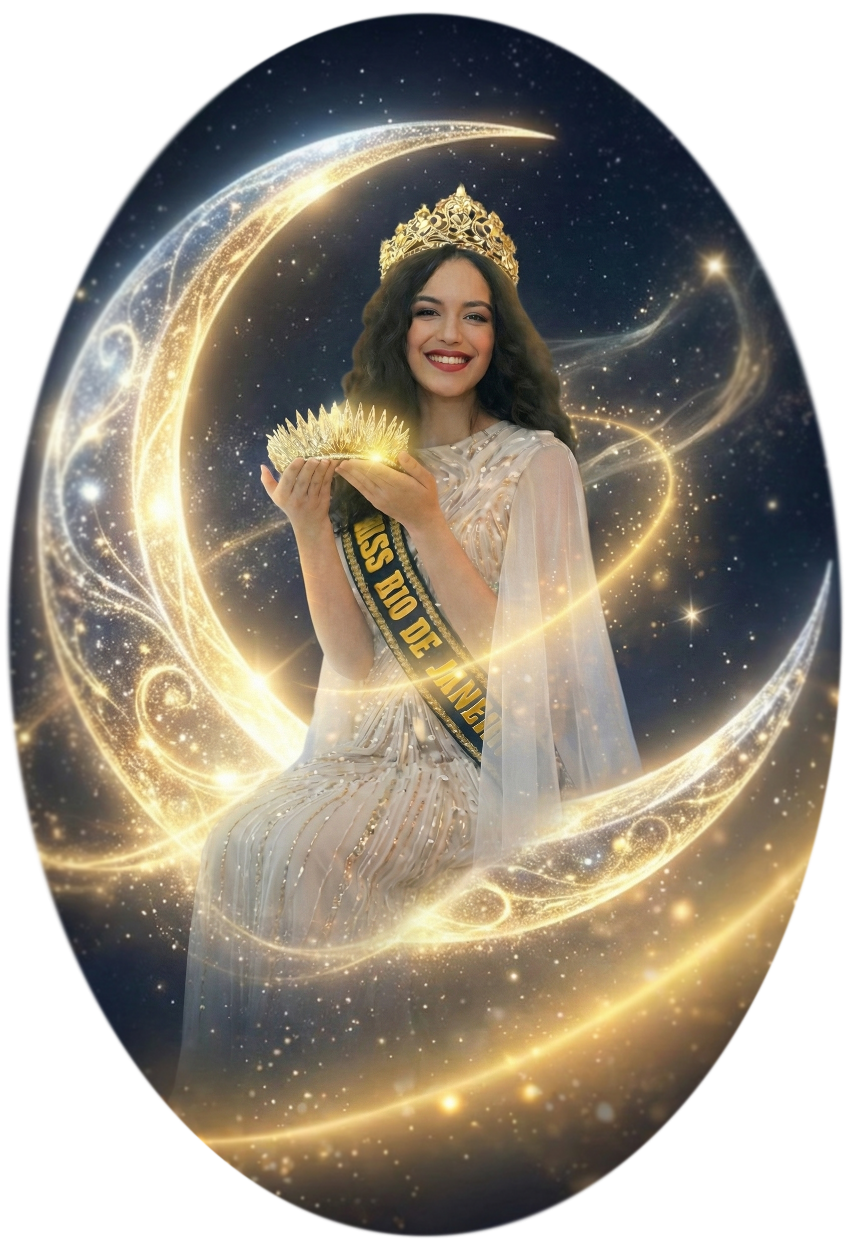 Candidata Miss com faixa de vencedora